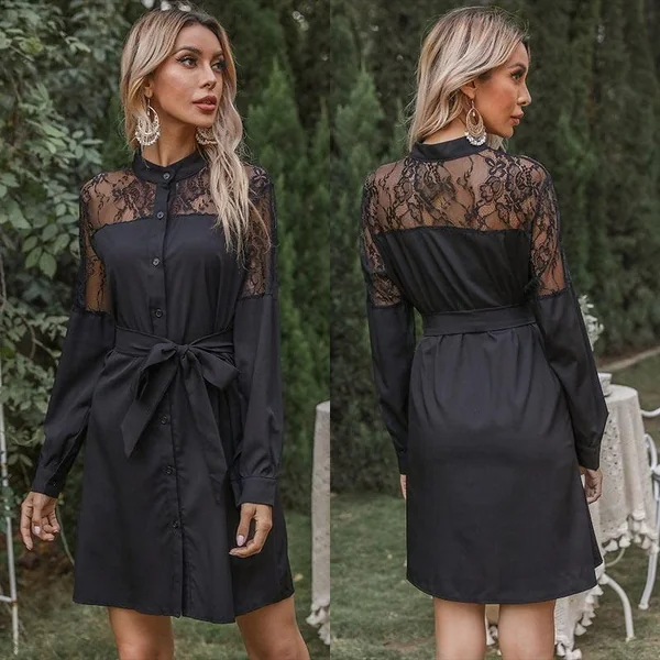Robe Bohème À Col Roulé Noir