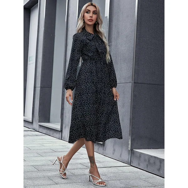 Robe Bohème À Pois Noirs Et Blancs