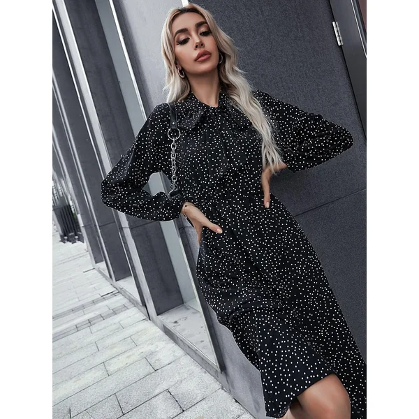 Robe Bohème À Pois Noirs Et Blancs