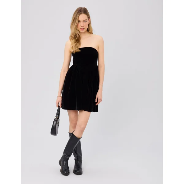 Robe bustier en velours Noir