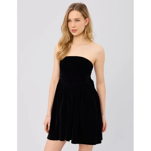 Robe bustier en velours Noir