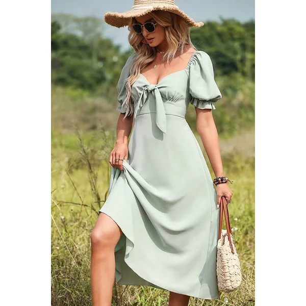 Robe Champêtre Chic Femme Verte Pâle