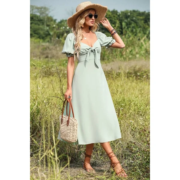 Robe Champêtre Chic Femme Verte Pâle