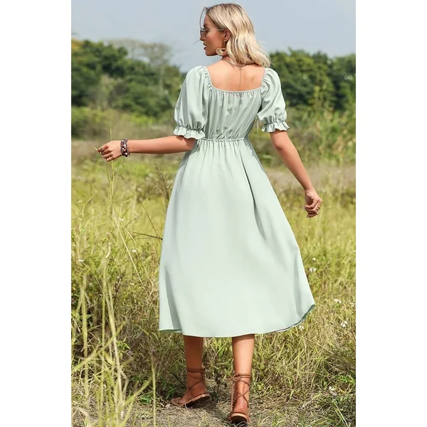 Robe Champêtre Chic Femme Verte Pâle