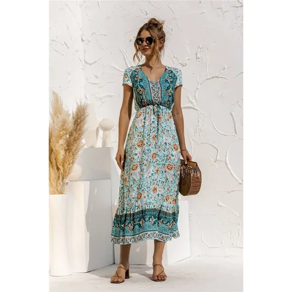 Robe Champêtre Chic Vert Bohème