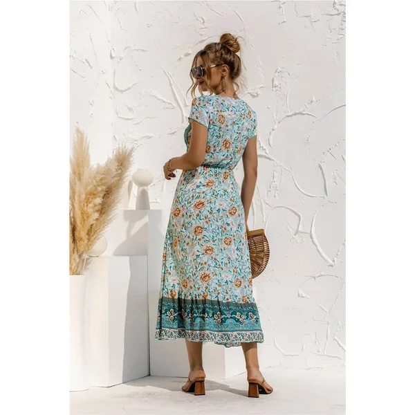 Robe Champêtre Chic Vert Bohème
