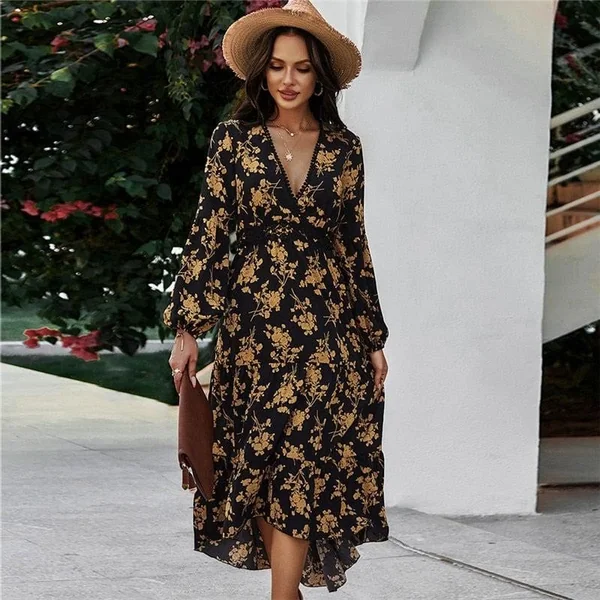 Robe Champêtre Col V