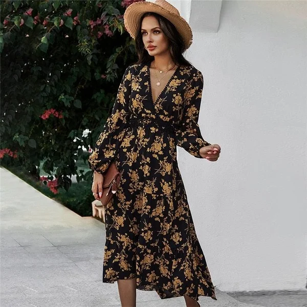 Robe Champêtre Col V