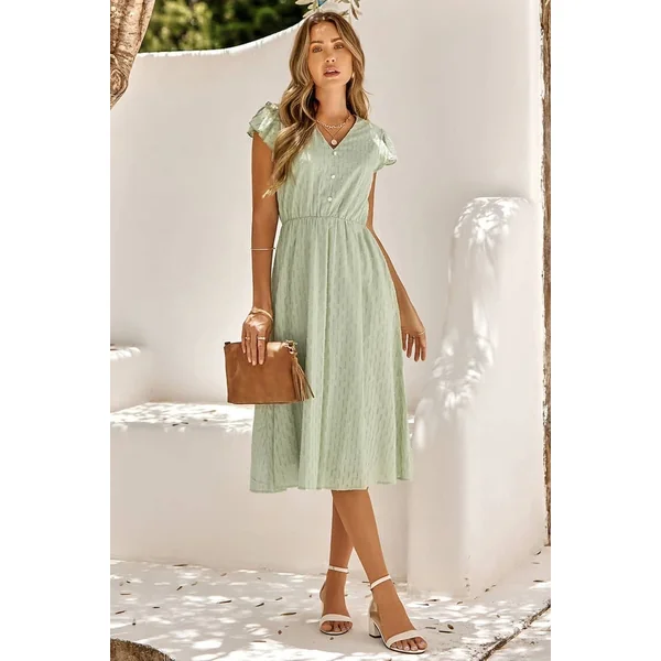 Robe Champêtre Mi-Longue Fluide