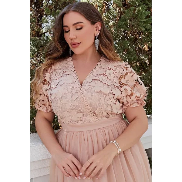 Robe Champêtre Rose Poudré Grande Taille