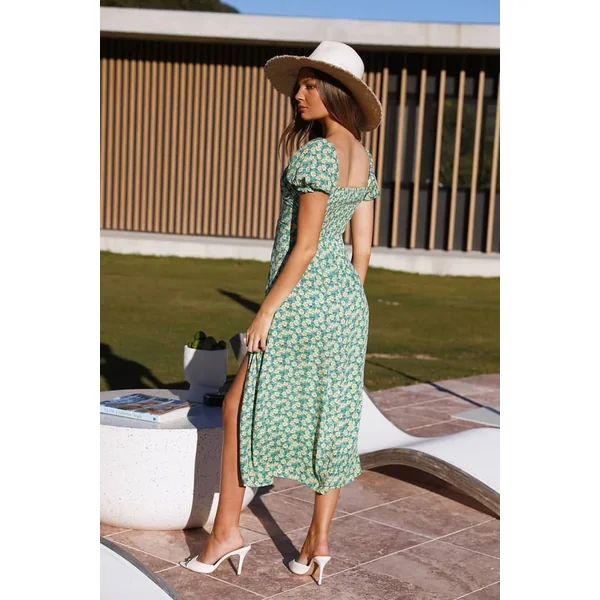 Robe Champêtre Verte Vintage