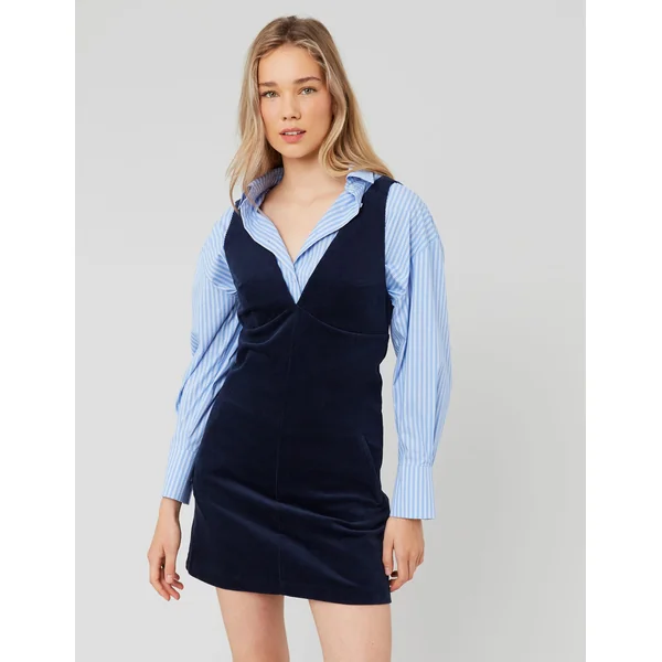 Robe chasuble velours Bleu foncé