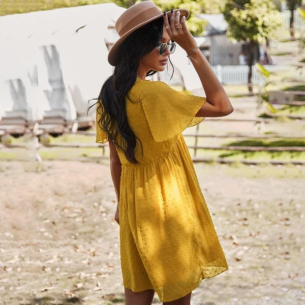 Robe chic bohémienne avec col en V