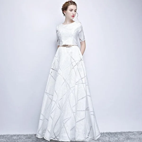 Robe Cocktail Blanche Longue Bohème Champêtre