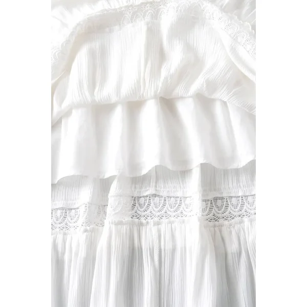 Robe Cocktail Blanche Longue Bohème Champêtre