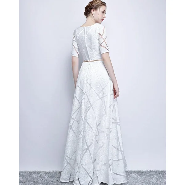 Robe Cocktail Blanche Longue Bohème Champêtre