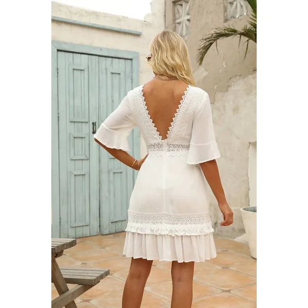 Robe Coupe Droite Dentelle Femme Champêtre