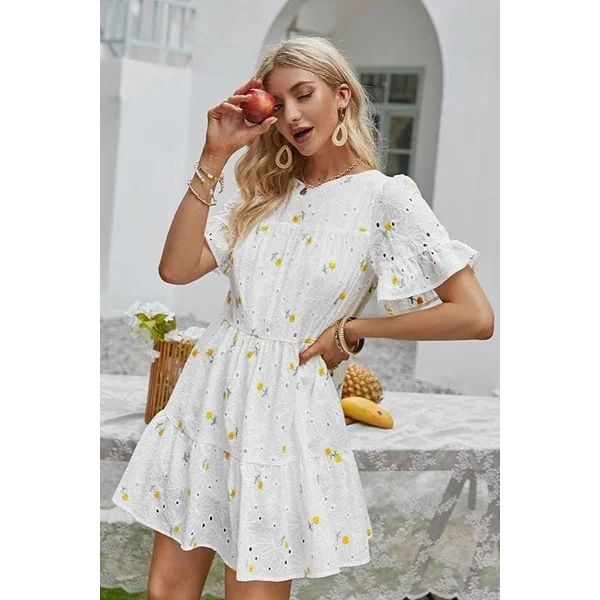 Robe Courte Blanche De Campagne