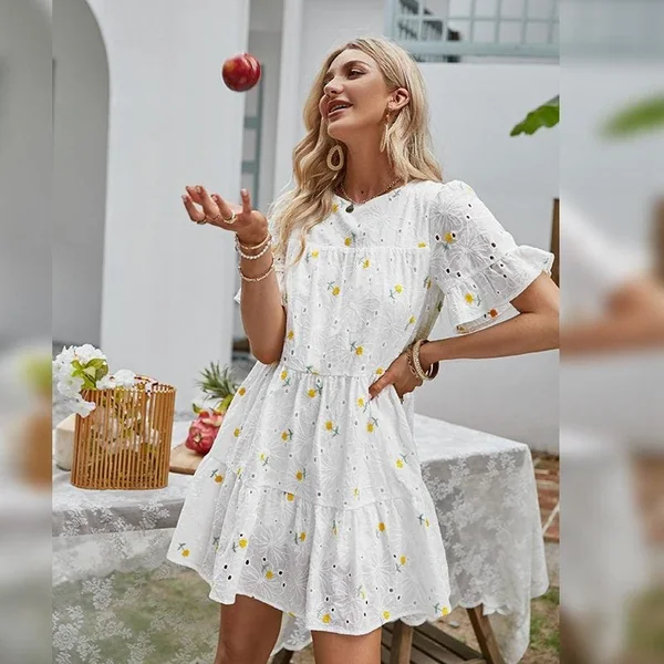 Robe Courte Blanche De Campagne