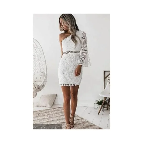 Robe Courte Bohème Blanche Asymétrique