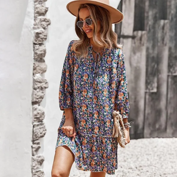 Robe Courte Bohème à Fleurs