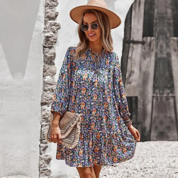 Robe Courte Bohème à Fleurs