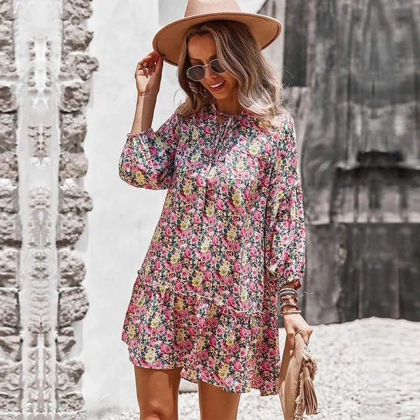 Robe Courte Bohème à Fleurs