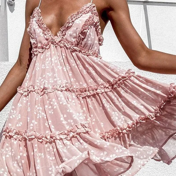 Robe courte bohème à volants