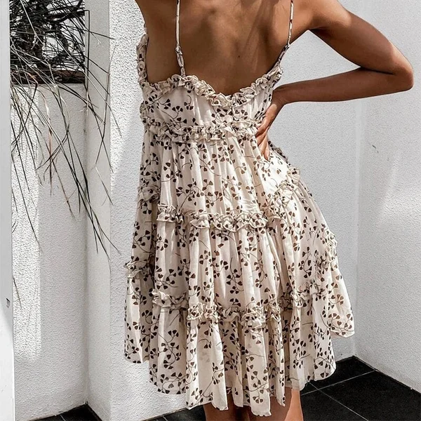Robe courte bohème à volants