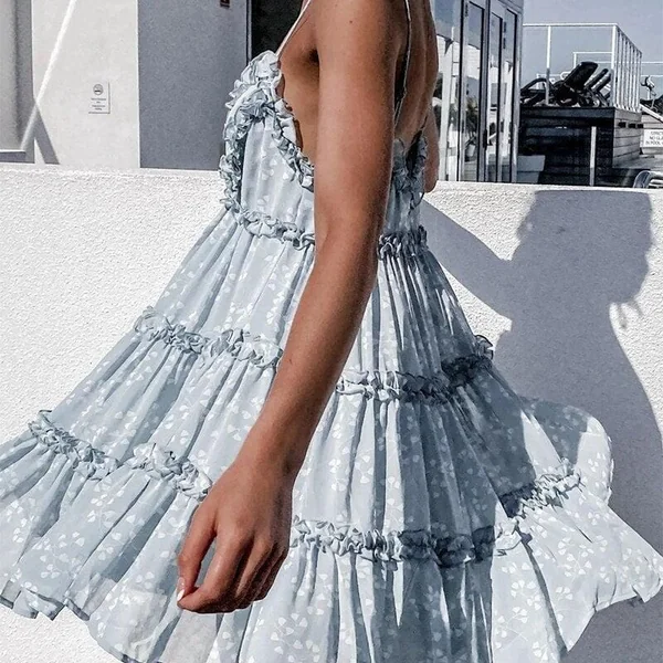 Robe courte bohème à volants