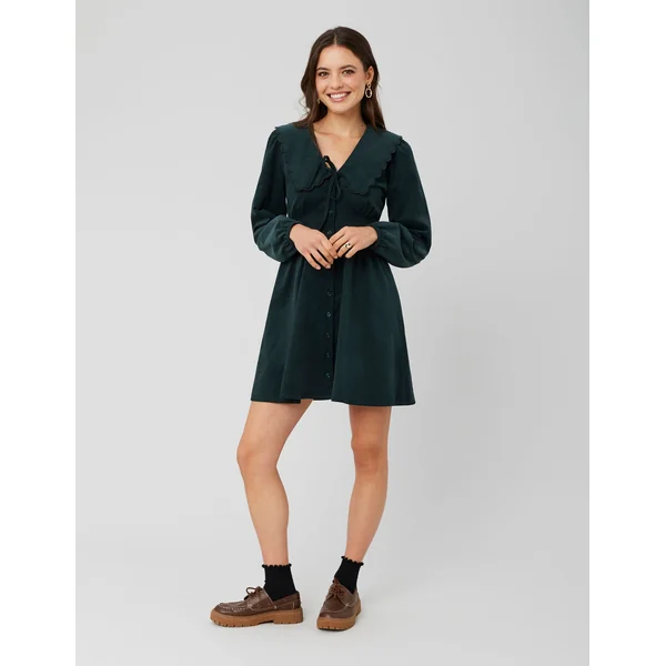 Robe courte col claudine Vert sapin