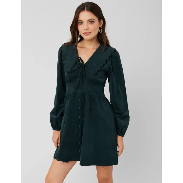 Robe courte col claudine Vert sapin