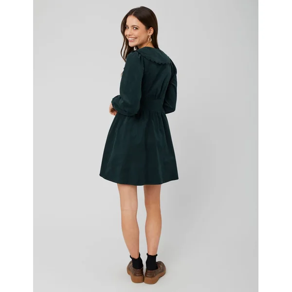 Robe courte col claudine Vert sapin