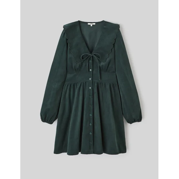 Robe courte col claudine Vert sapin