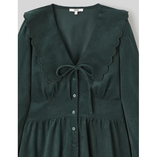 Robe courte col claudine Vert sapin