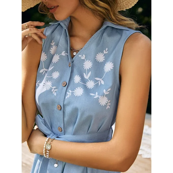 Robe Courte D’Été Bleue