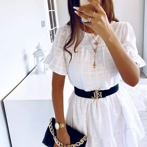 Robe courte en coton blanc
