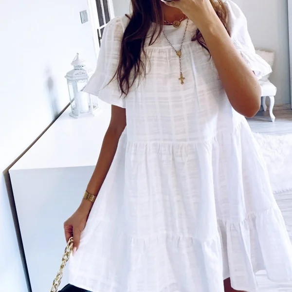 Robe courte en coton blanc