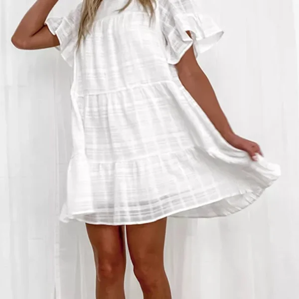 Robe courte en coton blanc