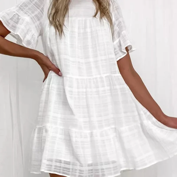 Robe courte en coton blanc