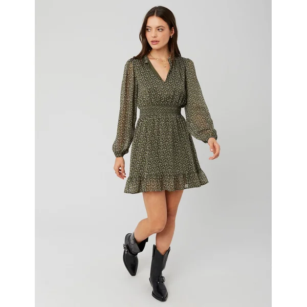 Robe courte imprimée Vert kaki