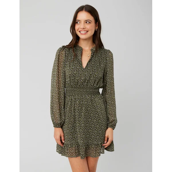 Robe courte imprimée Vert kaki