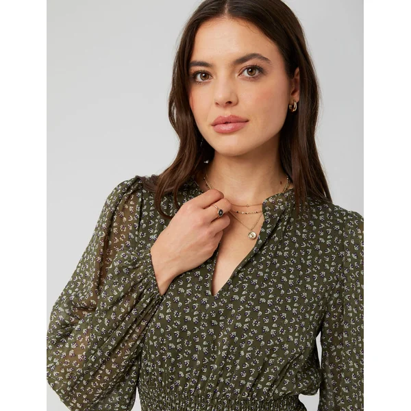 Robe courte imprimée Vert kaki