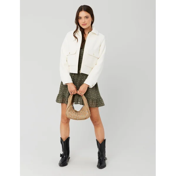 Robe courte imprimée Vert kaki