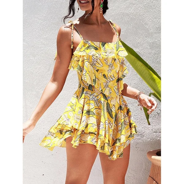Robe Courte Jaune Bohème