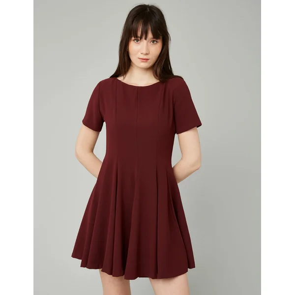 Robe courte patineuse en polyester recyclé Bordeaux