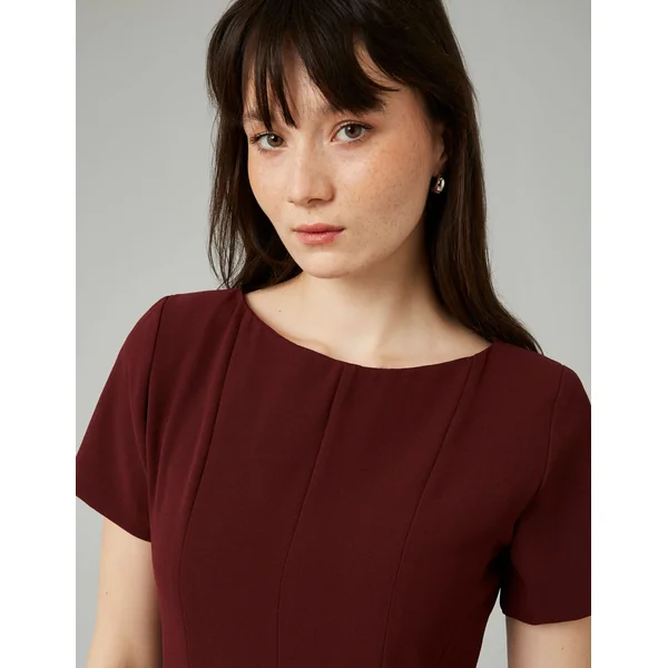 Robe courte patineuse en polyester recyclé Bordeaux