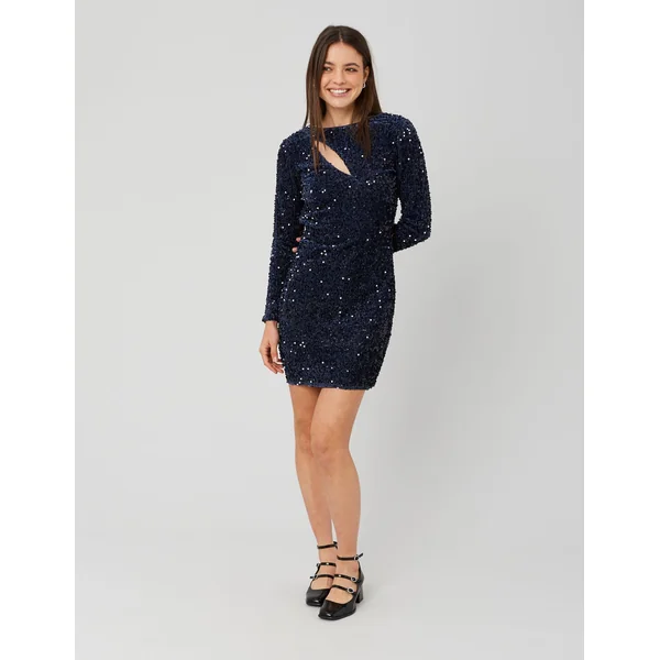 Robe courte sequins Bleu foncé