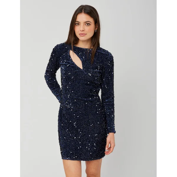 Robe courte sequins Bleu foncé