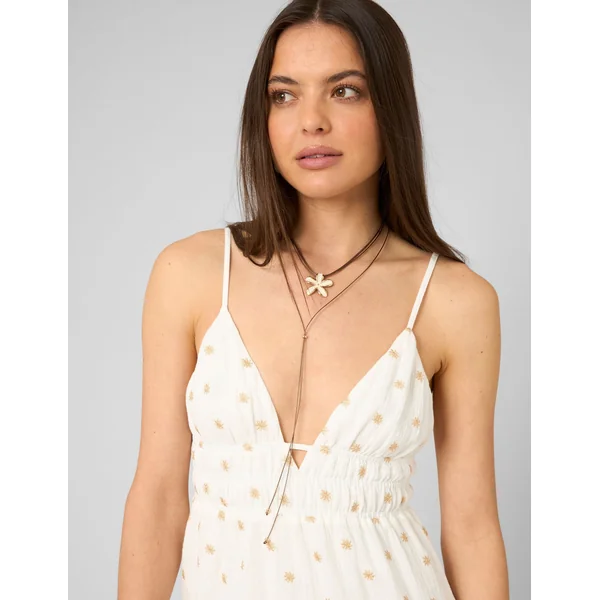 Robe courte à broderies Blanc écru